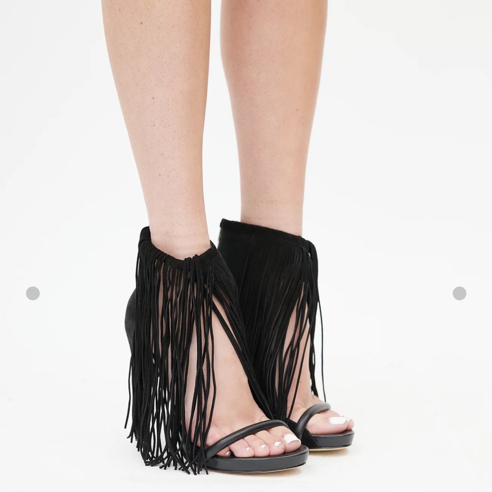 Alexander Wang Black Suede Fringe D'Orsay Heel